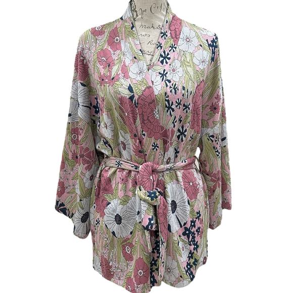 Anthropologie Reserved Kimono Knit Sash Floral Cardigan - Picture 1 of 7